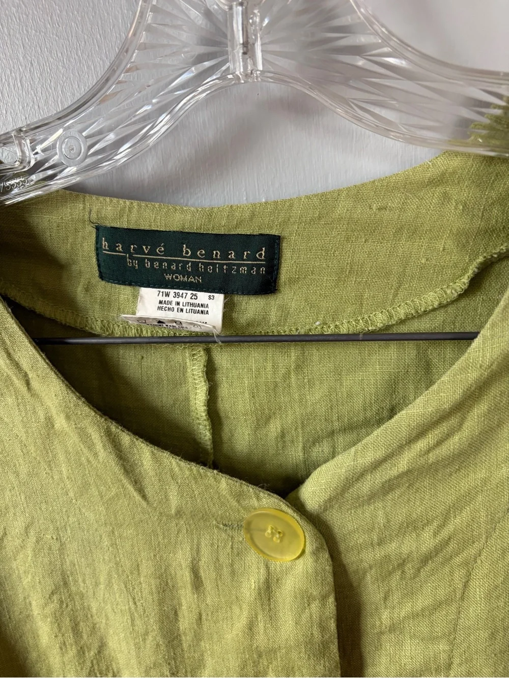 Harvé Benard Olive-Green Linen Button Jacket 8-12